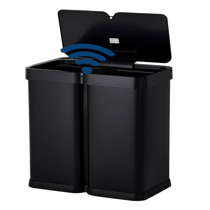 2x8 Gallon Sensor Trash Can with Dual Compartment Soft Lid and Recycling Bin Combo for Kitchen, Bathroom, Office