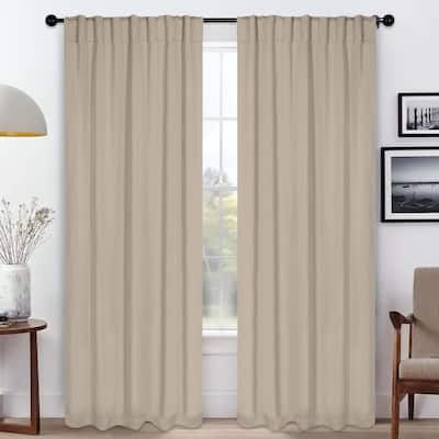 Superior Solid Machine Washable Room Darkening Blackout Curtains with Back Tabs, Set of 2
