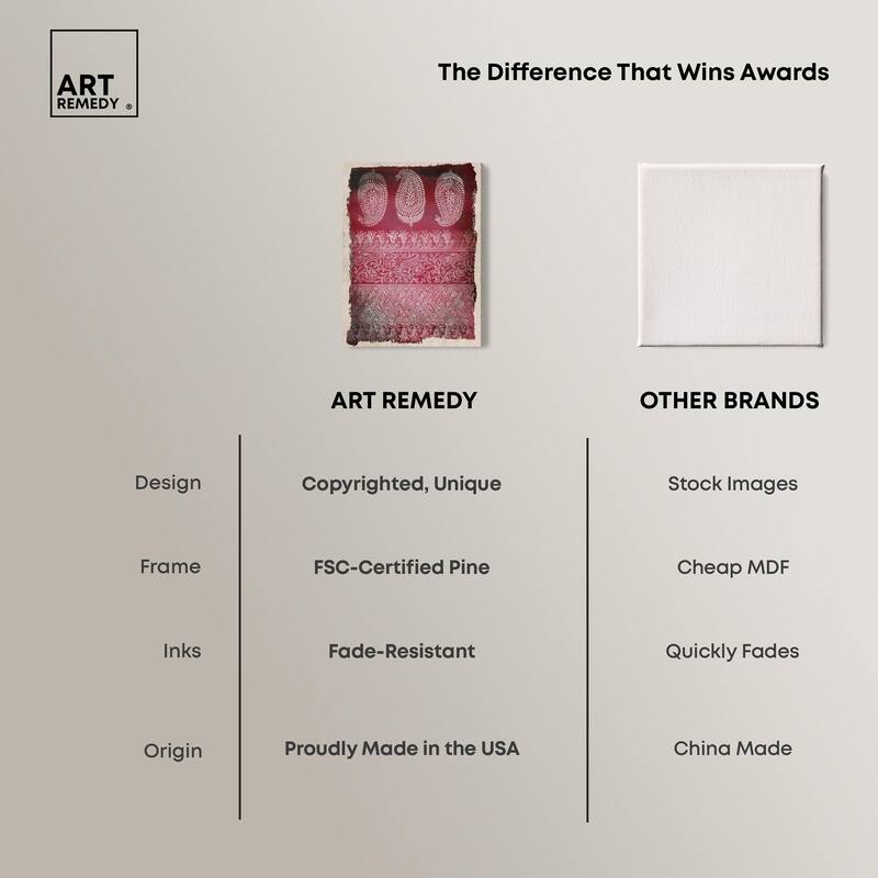 Burgundy Stamps Canvas by Art Remedy, Gallery Wrapped