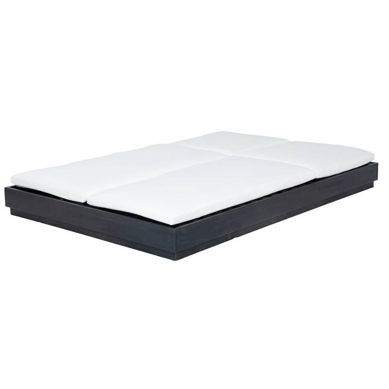 Christopher Knight Home - Outdoor Acacia Wood 5-Position Adjustable Double Sunlounge Set with 10.8" Ceramic Tile Side Table