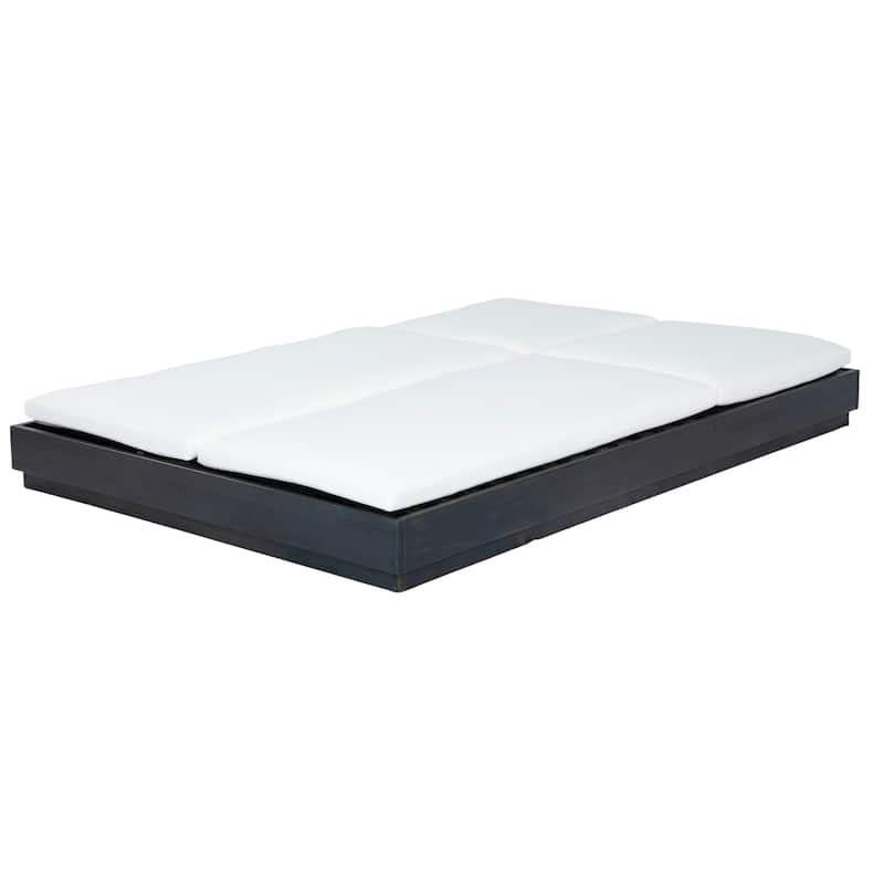 Christopher Knight Home - Outdoor Acacia Wood 5-Position Adjustable Double Sunlounge Set with 16.54" Ceramic Tile Side Table