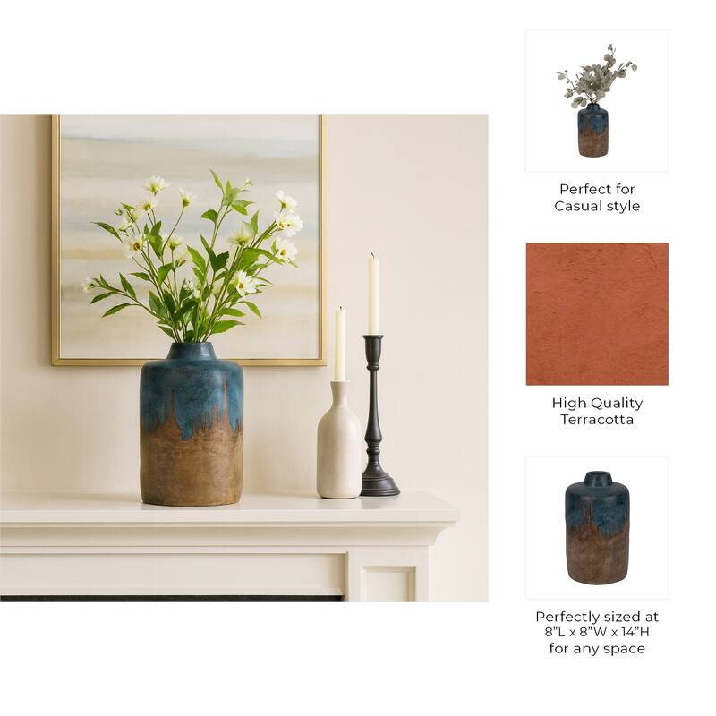 Ceramic Round Two-Tone Decorative Flower Vase