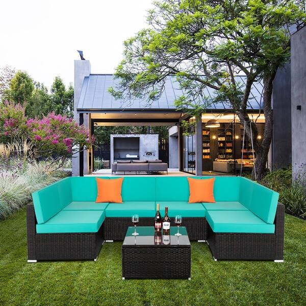 Shop 7 Piece Outdoor All Weather Patio Furniture Set Overstock 31591799