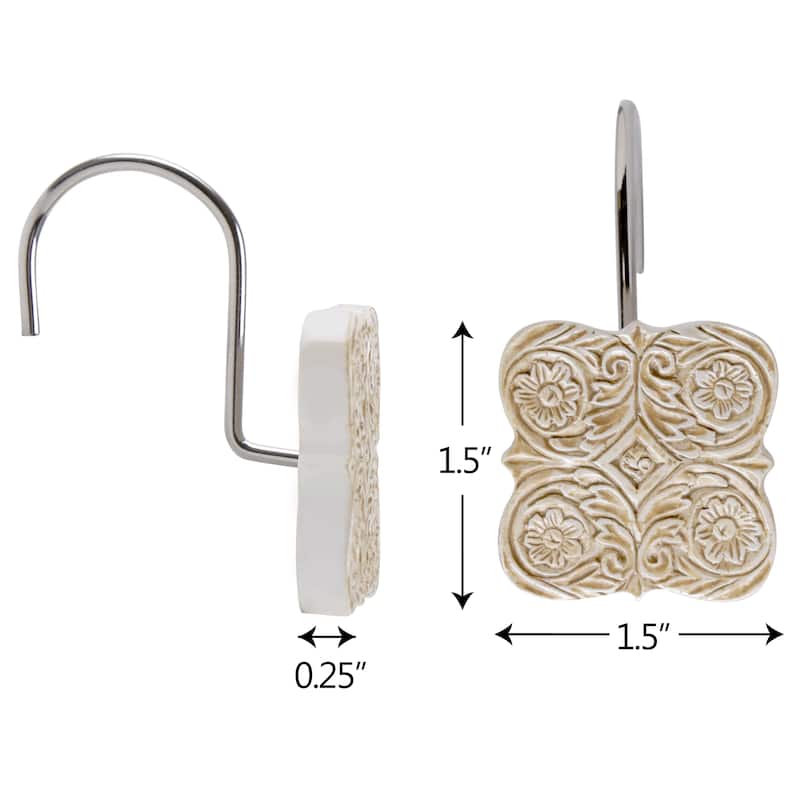 Creative Scents Victoria Beige Shower Curtain Hooks - Set of 12