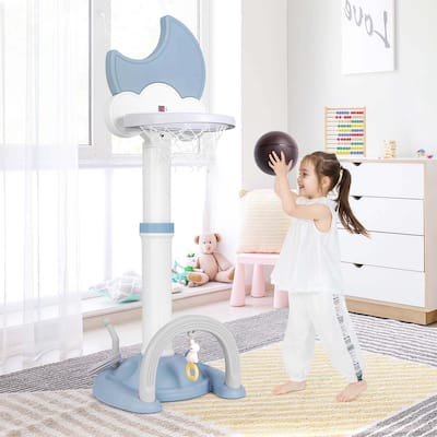 4 in 1 Height Adjustable Toddler Basketball Hoop Multi-use Game Center