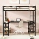 preview thumbnail 12 of 18, Full Metal Loft Bed with Desk and Shelves, Ladder and Guardrails, Loft Bed Frame for Bedroom