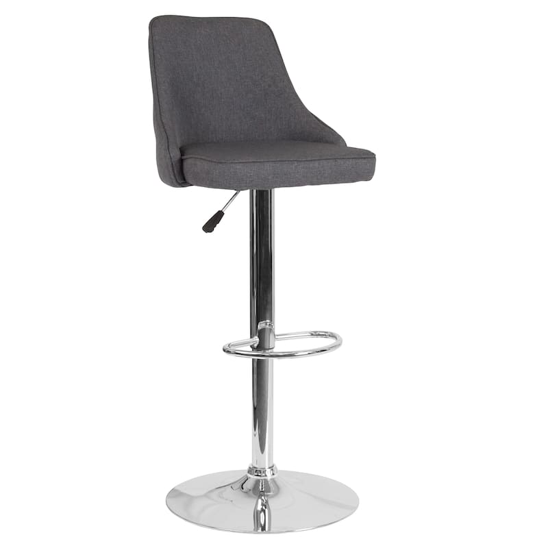 Modern Height-adjustable Chrome Barstool - 18"W x 19"D x 35.75" - 44.25"H - 18"W x 19"D x 35.75" - 44.25"H