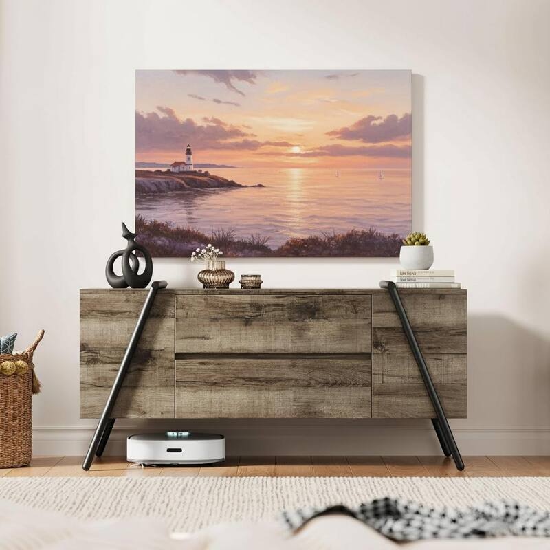 TV Stand, with 2 Drawers and U-Shaped Metal Base - Rustic Grey - 55.12"