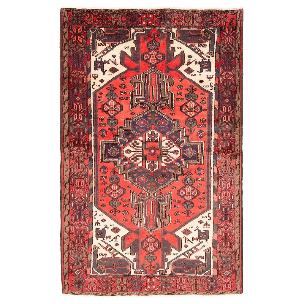 ECARPETGALLERY Hand-knotted Andelz Red Wool Rug - 4'1 x 6'7