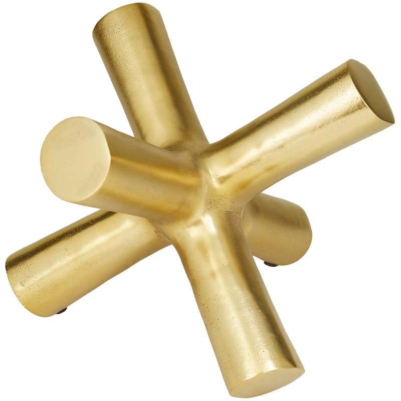 Sleek Aluminum Metal Jack Abstract Sculpture - Gold, Silver, Black