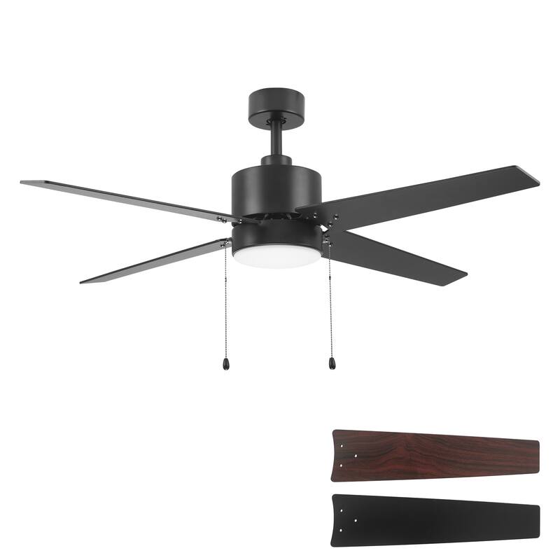 CARRO Arete 52" 4-Blade Indoor Ceiling Fan with Light -Pull Chain -Reversible Blade