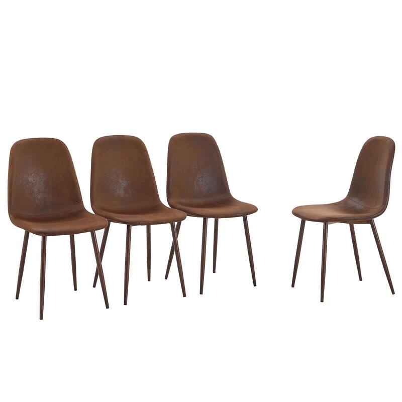 Set Of 4 Suede Backrest And Transfer Legs Chairs