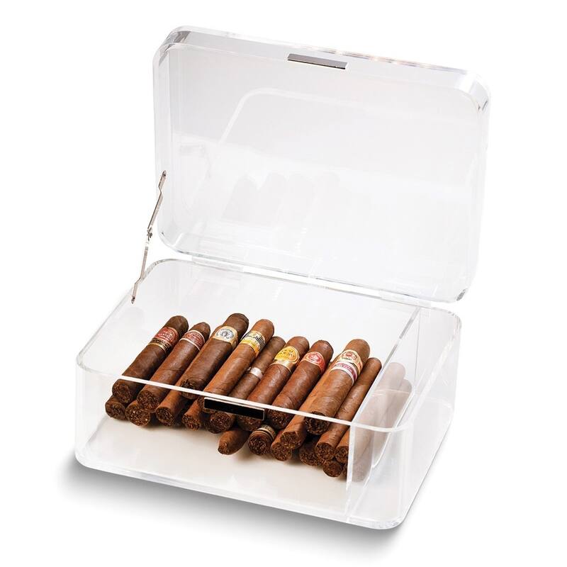 Curata Clear Acrylic 60-Cigar Humidor with Magnetic Closure