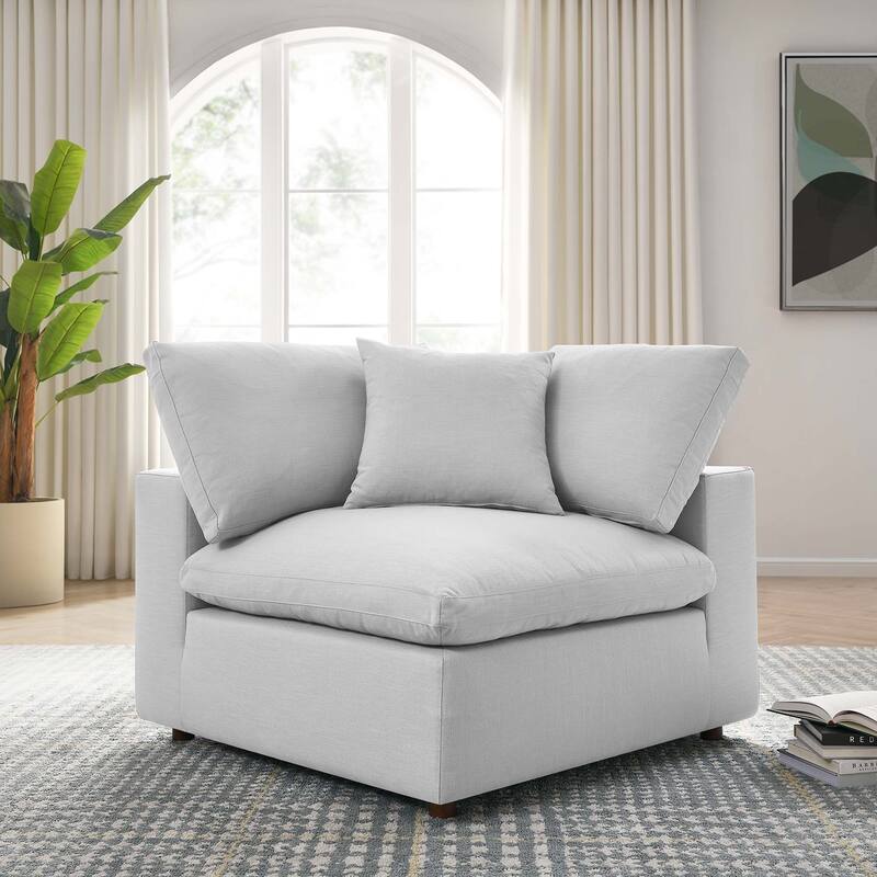 Commix Down Filled Overstuffed Corner Chair - Light Gray