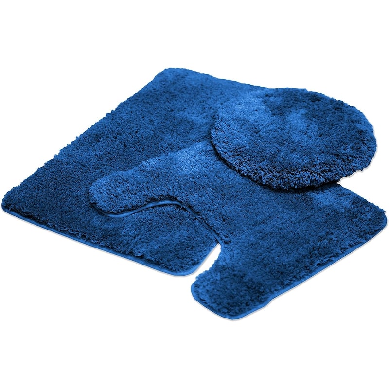 Queen Mary 3 Piece Bathroom Rug Set, Luxury Soft Plush Bath Mat, Contour Rug, Lid Cover, Non-Slip