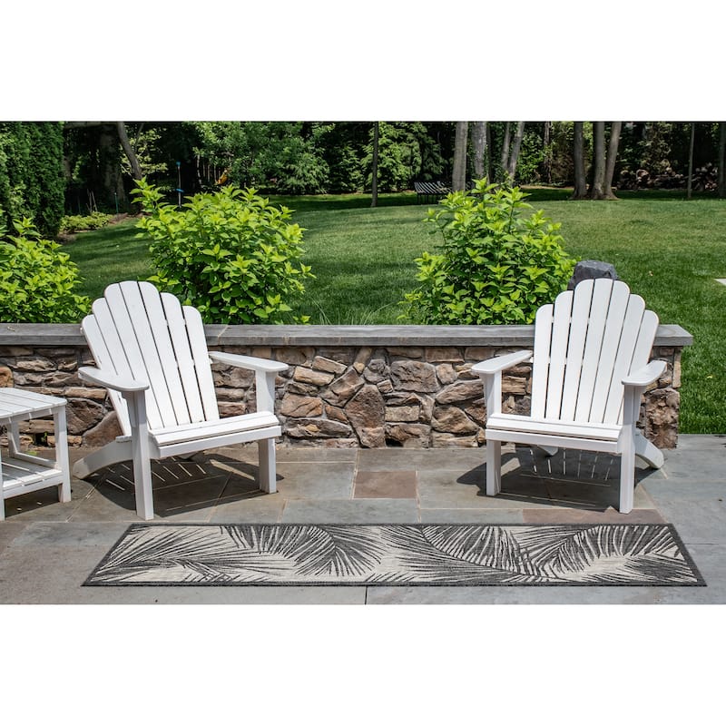 Liora Manne Carmel Fronds Indoor/Outdoor Rug Black