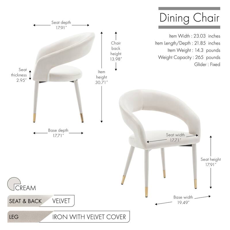 Porthos Home Xan Velvet Upholstered Dining Chair with Velvet Covered Iron Legs
