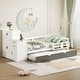 preview thumbnail 2 of 25, Twin Size Wood Platform Bed with Sample Bookshelf and Movable Wardrobe, Multifunctional Bed with Built-in Trundle Bed, White