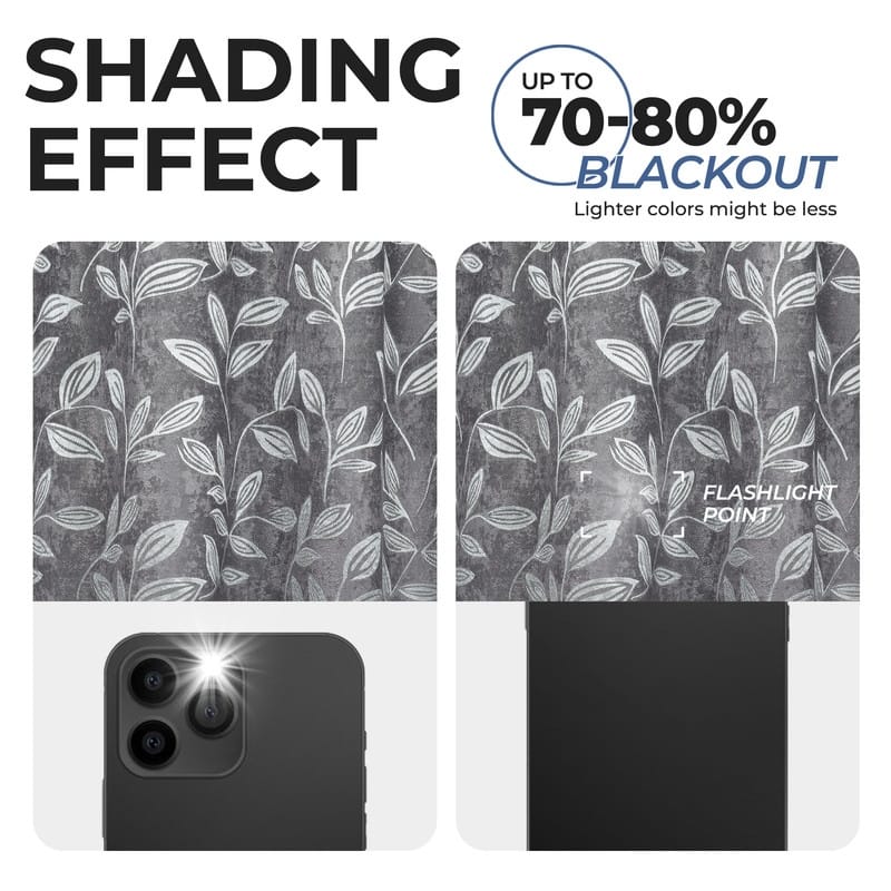 Superior Modern Bohemian Leaves Room Darkening Curtains with Grommets