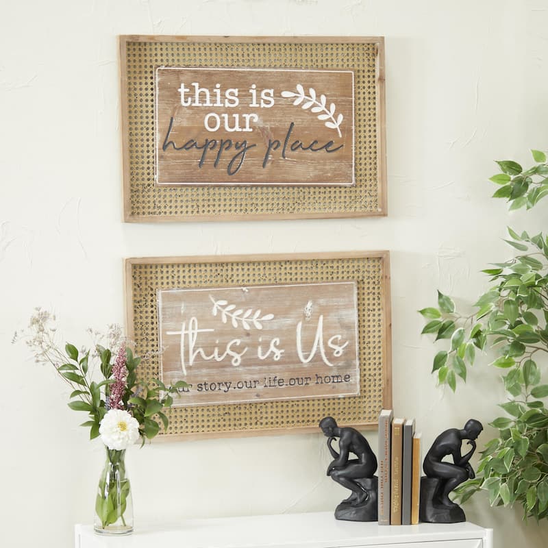 Wood Sign Wall Decor - Set of 2 Brown - Roche River Decor