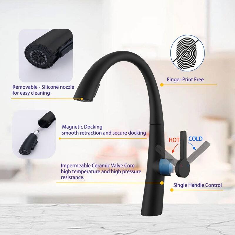 Single Handle Stainless Steel Pull Out Kitchen Faucet