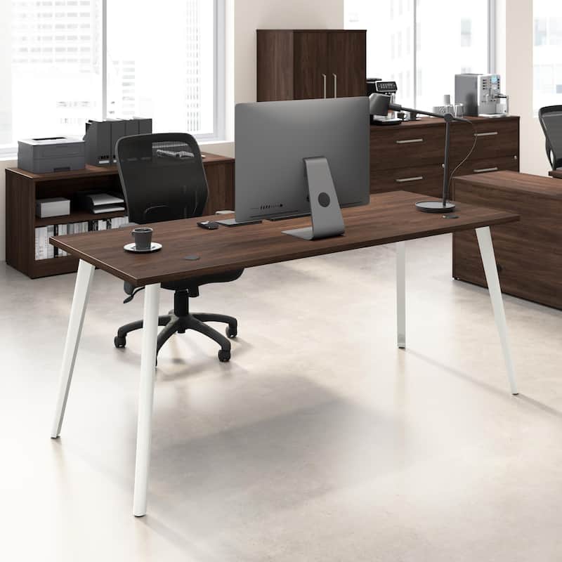 Bush Business Furniture Vista 72W Office Desk with Splayed Metal Legs - Black Walnut