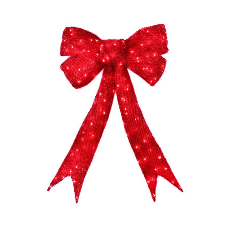 LED Lighted Bow Christmas Wall Decoration - 63" - Red