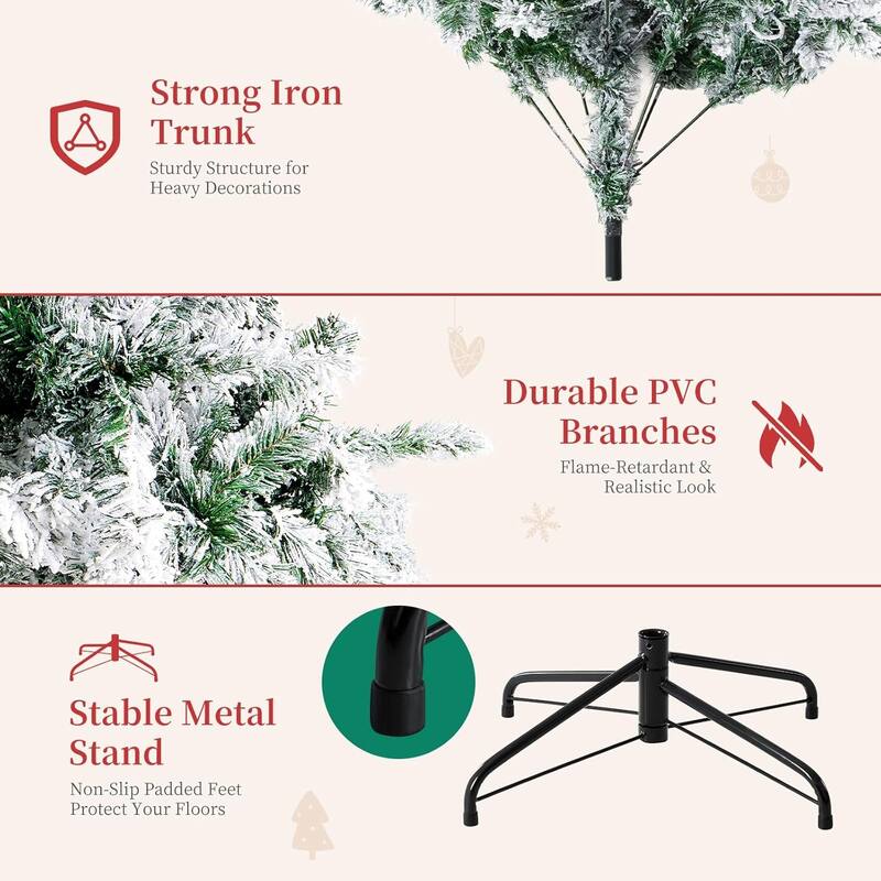 7.5ft Pre-lit Artificial Christmas Tree, Prelighted Artificial Hinged Spruce Xmas Tree 1000 Branch Tips, 450 Incandescent Lights