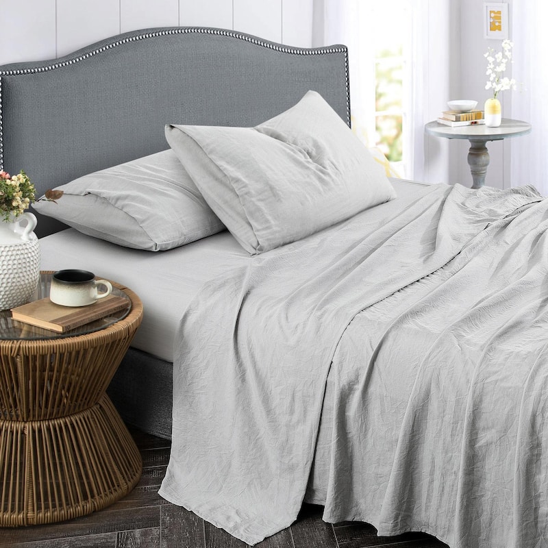 Sweet Home Collection Vintage Wash MIcrofiber Crinkle Sheet Sets