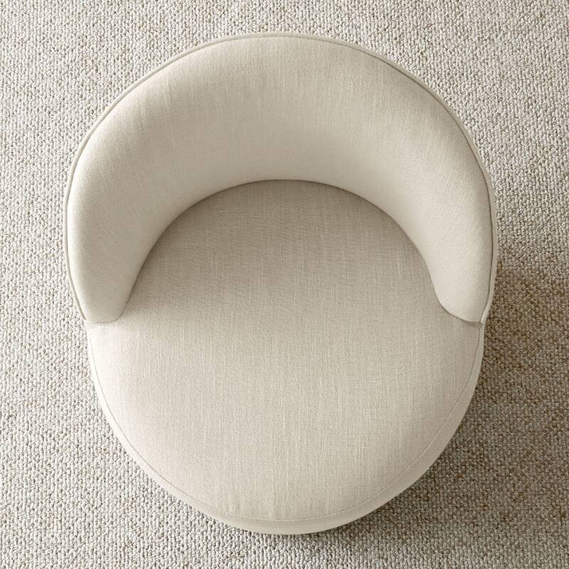 Upholstered Barrel Linen Dining Chair with Casters(Set of 4)