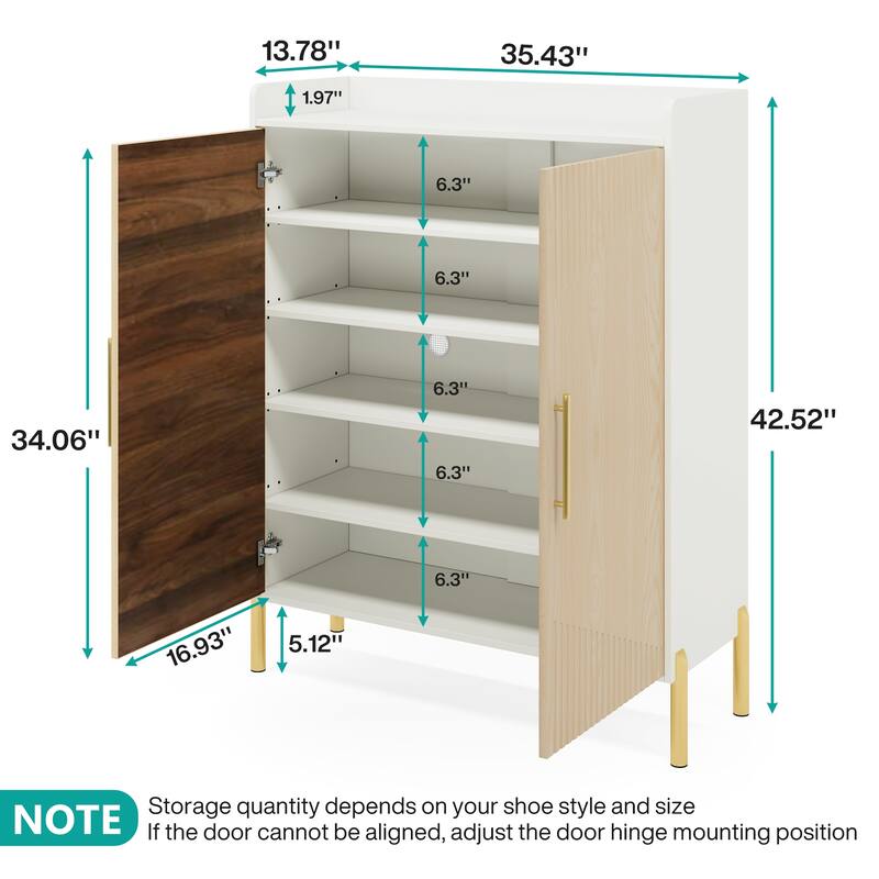 Large Shoe Cabinet, 30 Pairs Entryway Shoe Storage Cabinet with Doors, 6-Tier