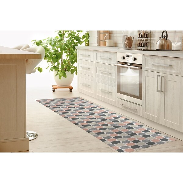 MID CENTURY OVALS PINK Kitchen Mat by Kavka Designs Bed Bath