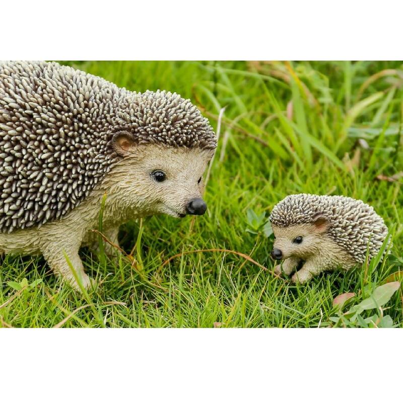 7.5" Mother and Baby Hedgehog Outdoor Garden Statue