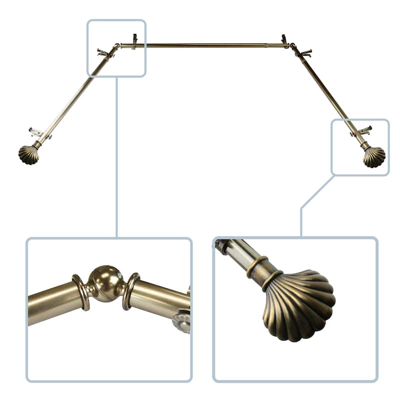 InStyleDesign Husk 13/16" Bay curtain rod 20"-36", 38"-72" - Antique Brass