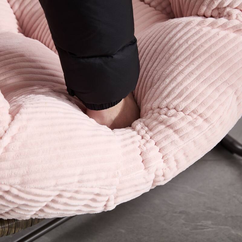 Premium Oversized Rocking Recliner - All-Weather Woven Rattan Chair for Indoor & Outdoor Comfort