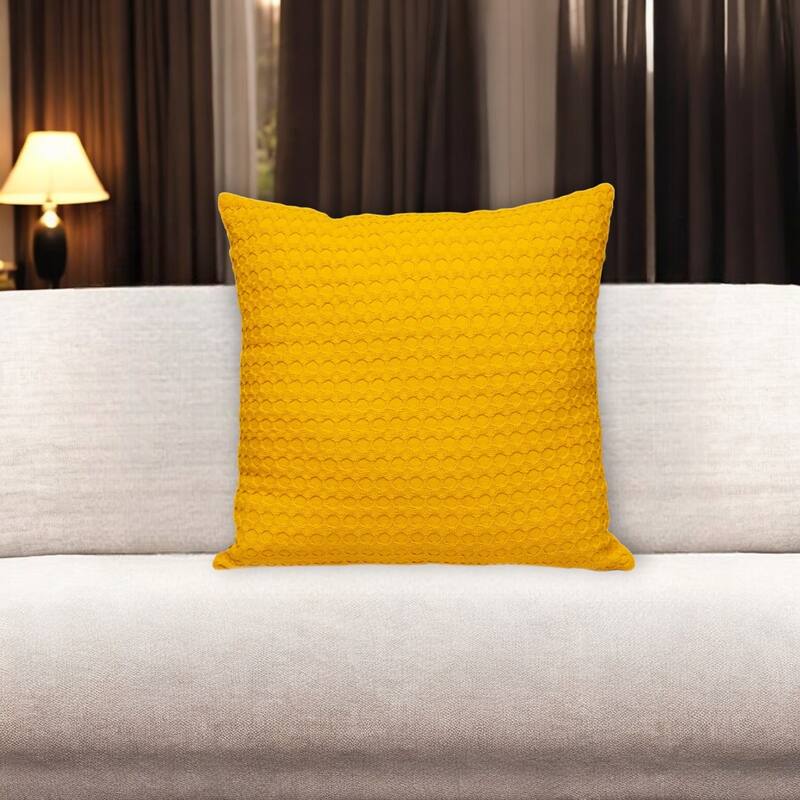 HomeRoots 20" Yellow Cotton Throw Pillow With Texture - Accent - Polyester