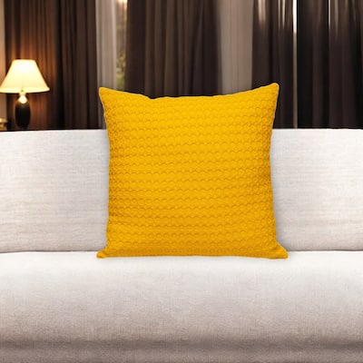 HomeRoots 20" Yellow Cotton Throw Pillow With Texture