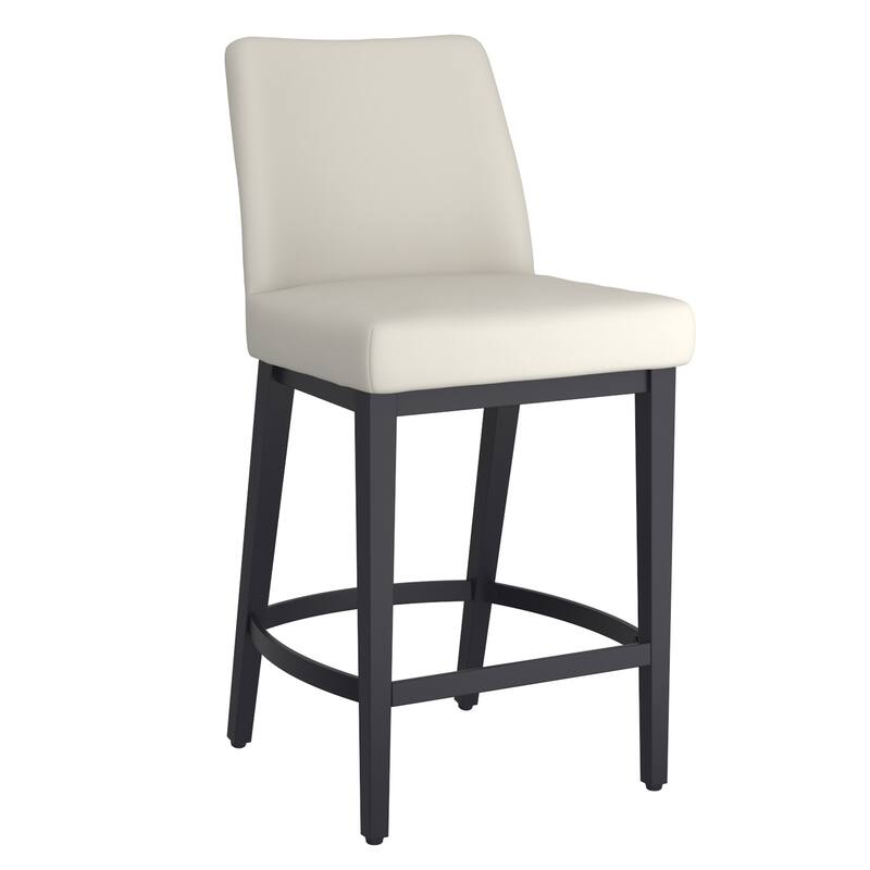 Modern Faux Leather and Metal 26" Counter Stool, Set of 4 - Beige