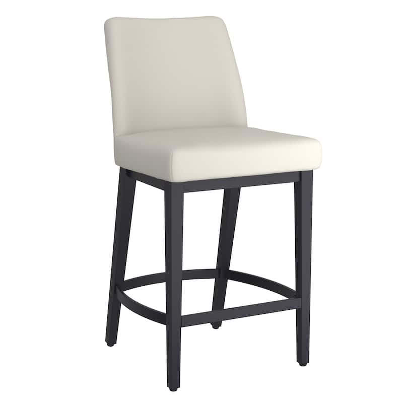 Modern Faux Leather and Metal 26" Counter Stool, Set of 2 - Beige and Black - Beige