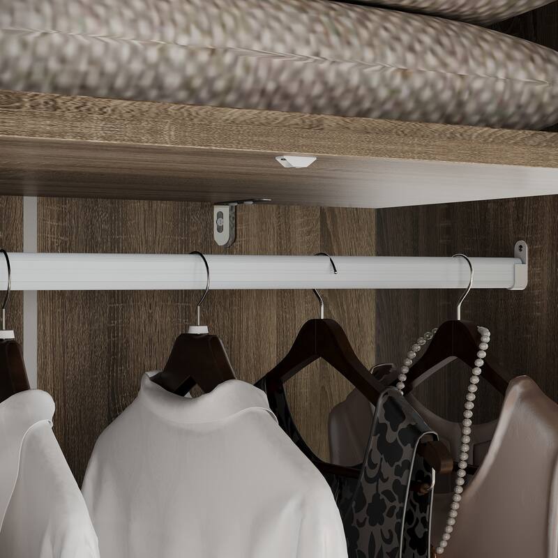 Large Storage Wardrobe Versatile Rattan Door Closet with Deep Drawers