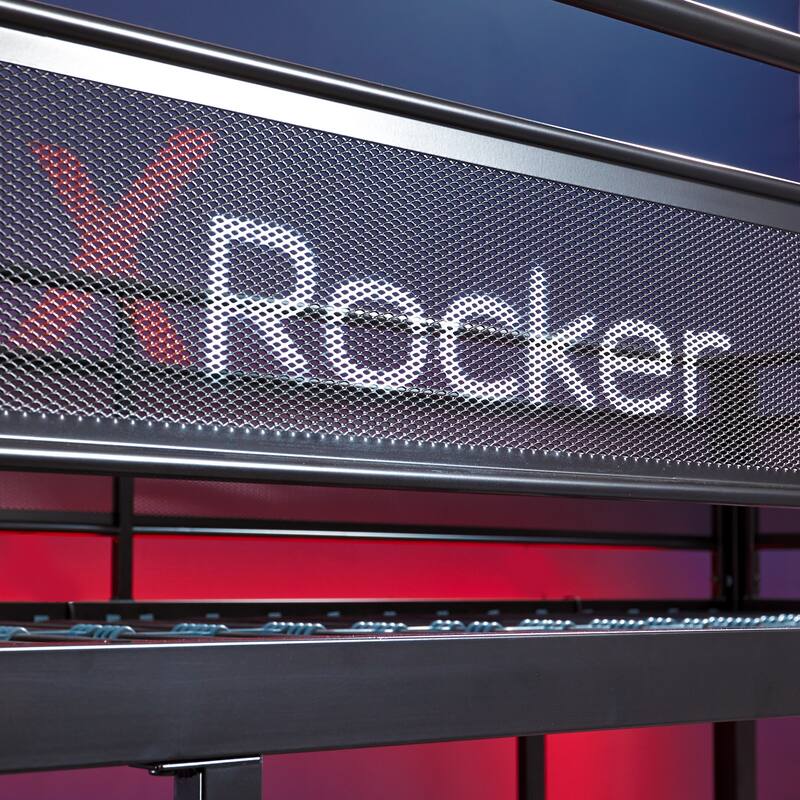 X Rocker Fortress Black Gaming Bunk w/ Built-in Desk and Shelves