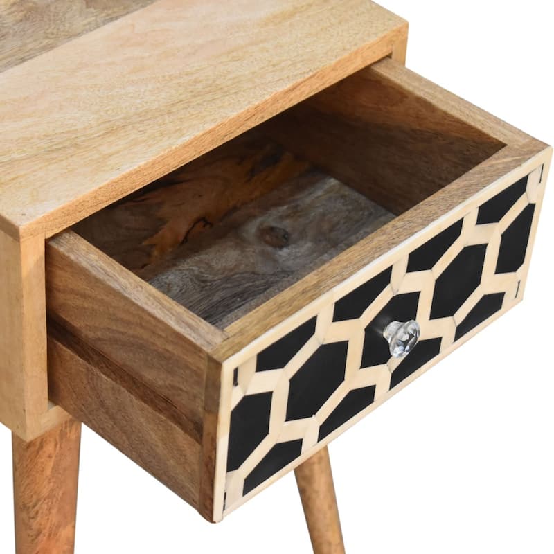 Artisan Furniture Solid Wood Mini Bone Inlay Nightstand