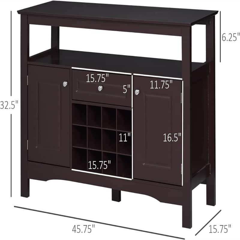 Coffee Bar Cabinet - 15.75"D x 45.75"W x 32.5"H