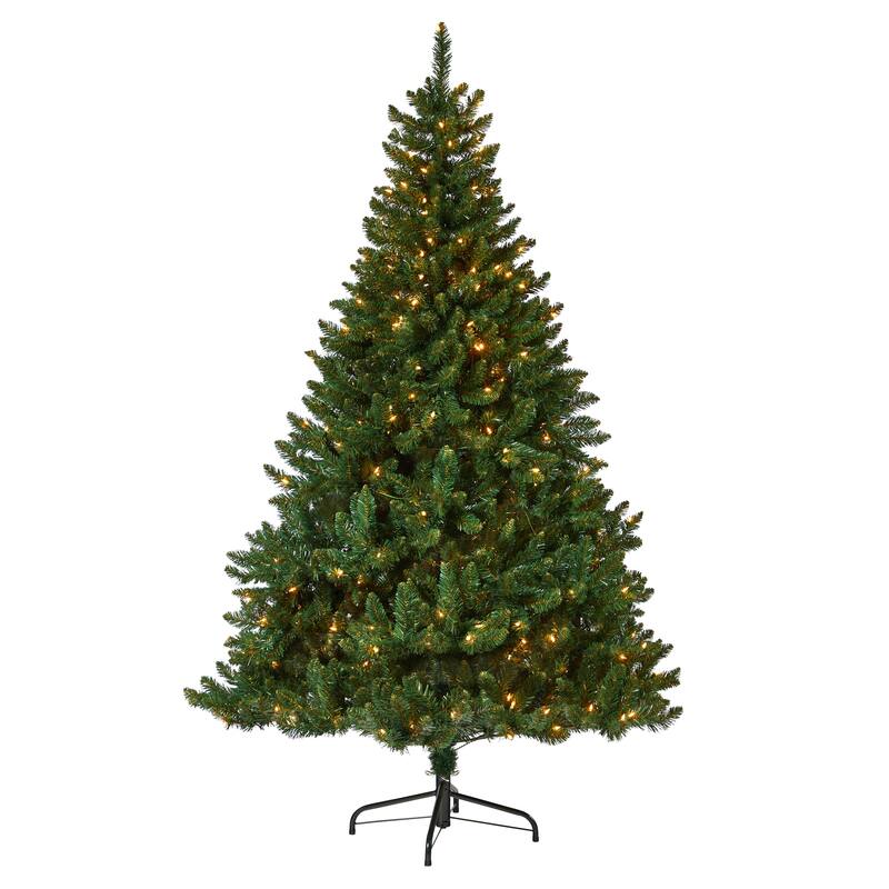 7' Northern Rocky Spruce Christmas Tree with 400 Clear Lights - Green