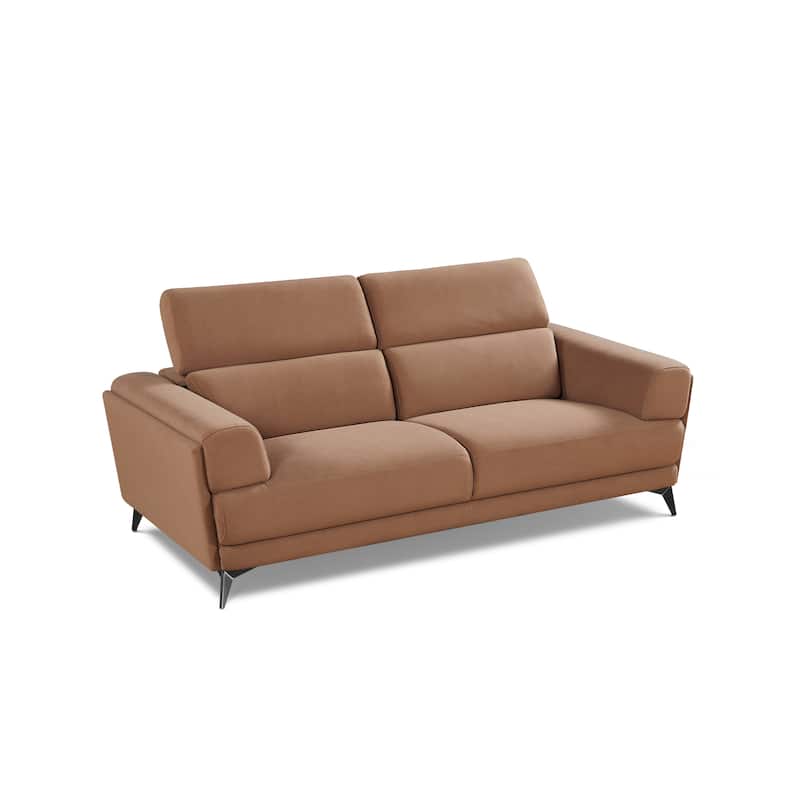 Contemporary Brown Living Room Sofa with Adjustable Headrest