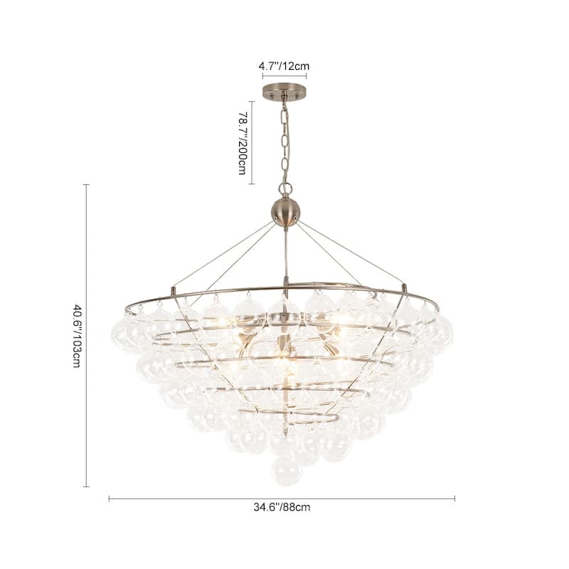 Luxury Sculptural Cluster Glass Globe Bubble Round Cage Chandelier