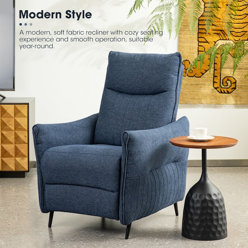 Glitzhome 41"H Fabric Push Back Recliner With Ergonomic Segmented Back