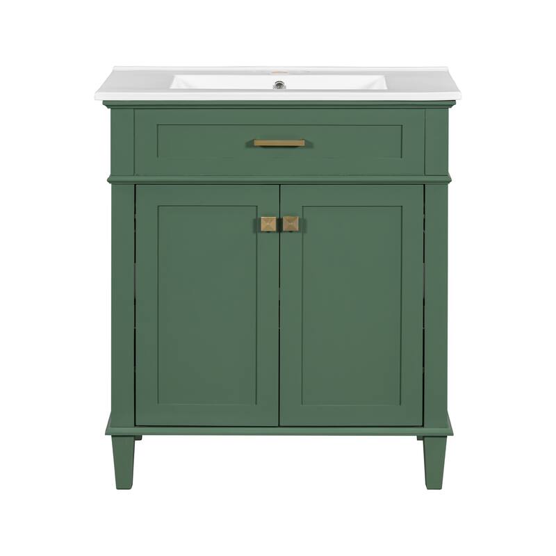 Bathroom Vanity with Ceramic Sink Combo, Vanities Cabinet with Soft Closing Doors, Bathroom Vanities with Adjustable Shelves