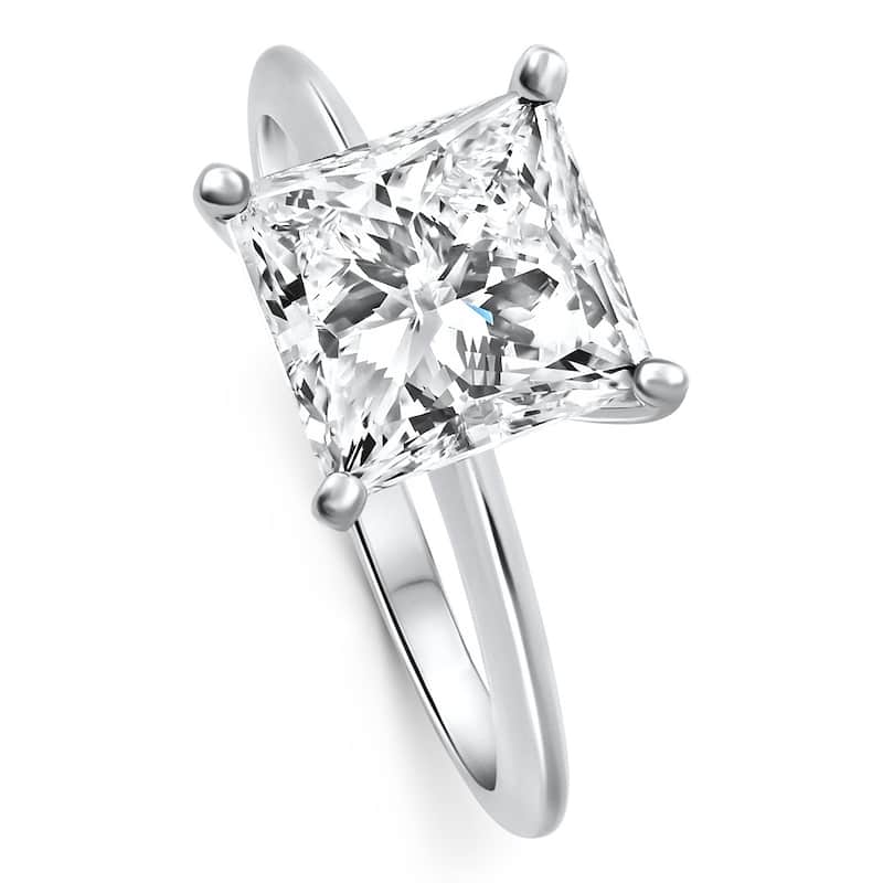 Bliss Diamond Certified 3.05Ct Natural Princess Cut Diamond Engagement Solitaire Ring Platinum