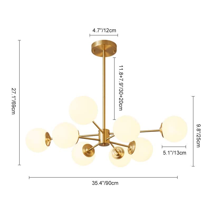 Mid-century Modern 12-light Glass Bubble Sputnik Chandelier